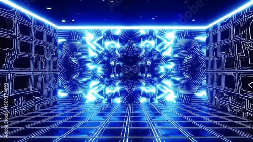 Cyber inspired 3D animation digital tiles forming pulsating LED matrix great tech VJ loops EDM visuals futuristic edits