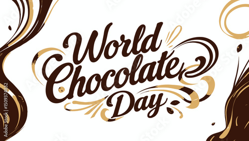 World chocolate day text design with sweet lettering vector illustration