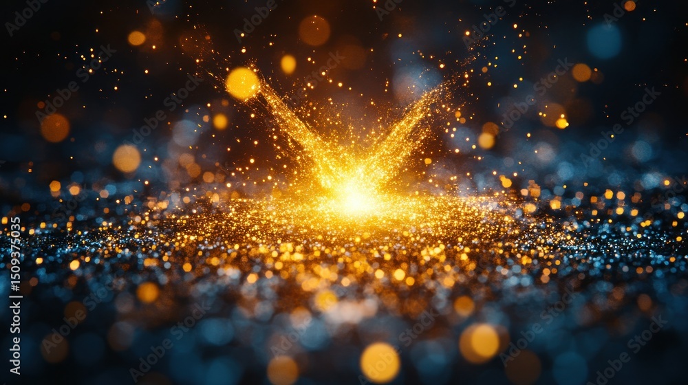 Fototapeta premium Sparkling explosion of gold and blue