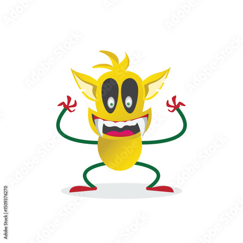 cute yellow cartoon monster character illustration