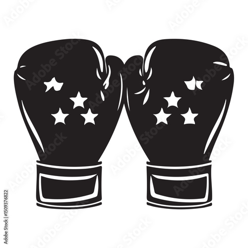 gloves Silhouette vector, Fighting Boxing gloves icon, two gloves modern flat design style, Black and White Boxing Gloves Illustration, Vector Art for Sports, Fitness, and Graphic Design Projects