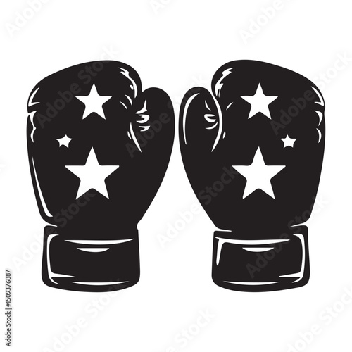 gloves Silhouette vector, Fighting Boxing gloves icon, two gloves modern flat design style, Black and White Boxing Gloves Illustration, Vector Art for Sports, Fitness, and Graphic Design Projects
