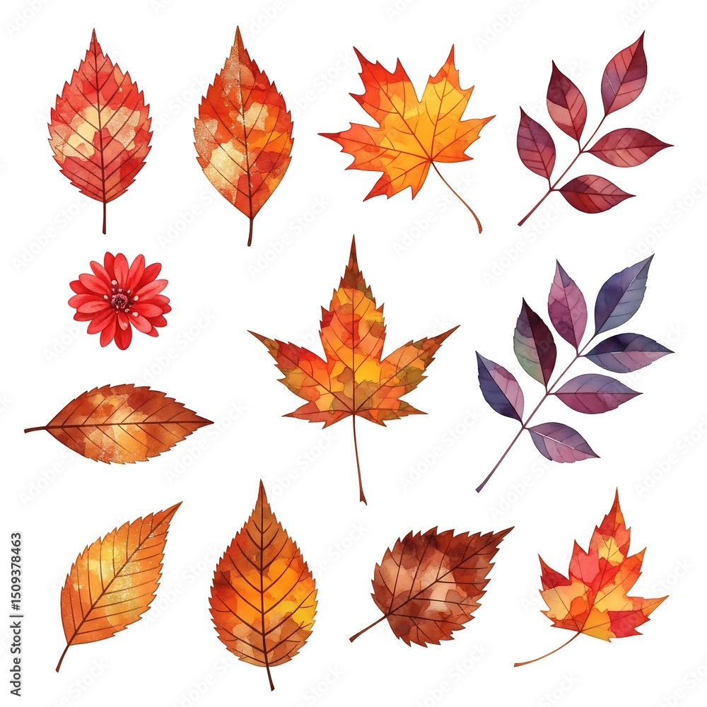 Beautifully scattered variety of fall leaves and garden blooms for elegant natural background or seasonal design elements Beautifully scattered variety of fall leaves and garden blooms for elegant natural background or seasonal design elements
