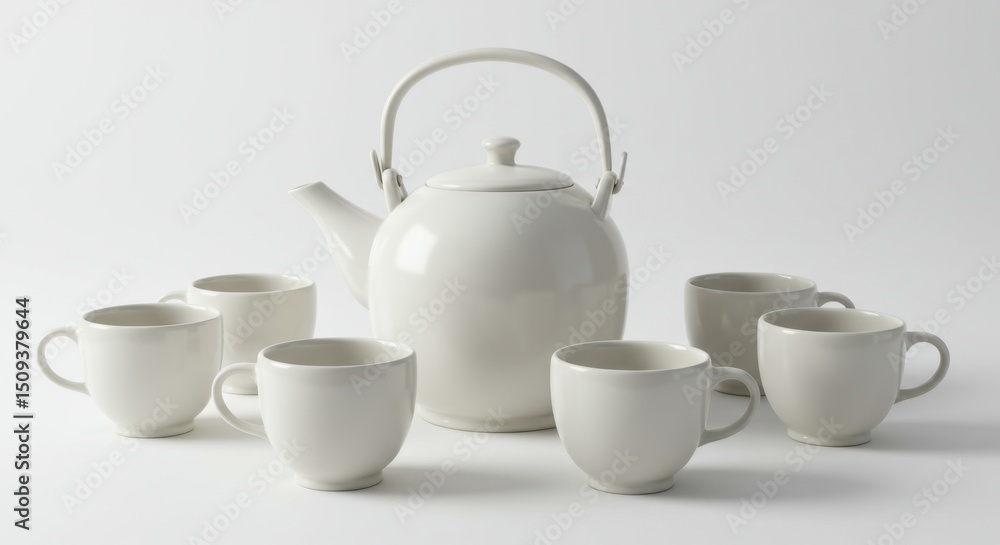 Elegant Porcelain Tea Set with Teapot and Cups Elegant Porcelain Tea Set with Teapot and Cups