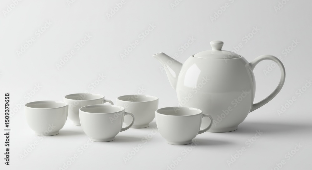 Elegant Porcelain Tea Set with Teapot and Cups Elegant Porcelain Tea Set with Teapot and Cups