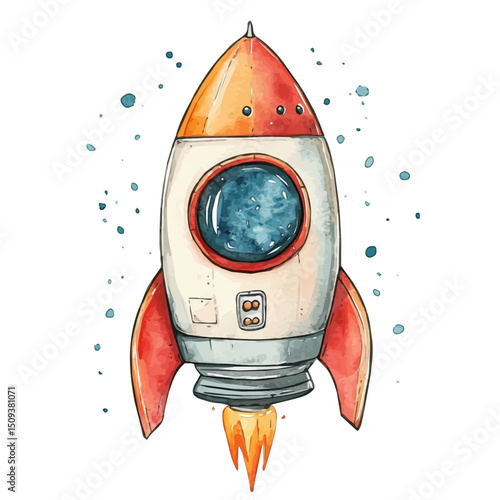 Mission Patch, watercolor drawing vector, high quality, isolated on a white background.