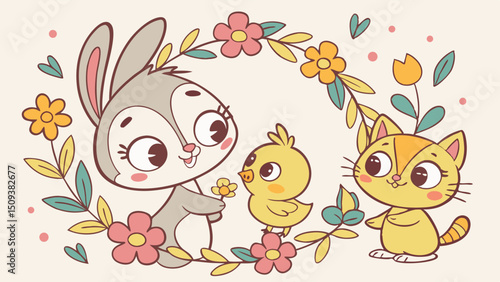 easter bunny with flowers