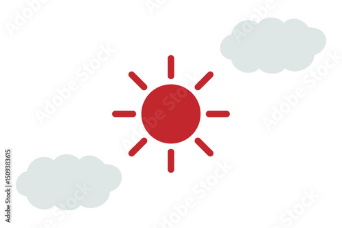 シンプルな太陽と雲のイラスト