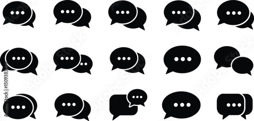 chat message icon set, Chat speech bubble, Social media message. Vector illustration