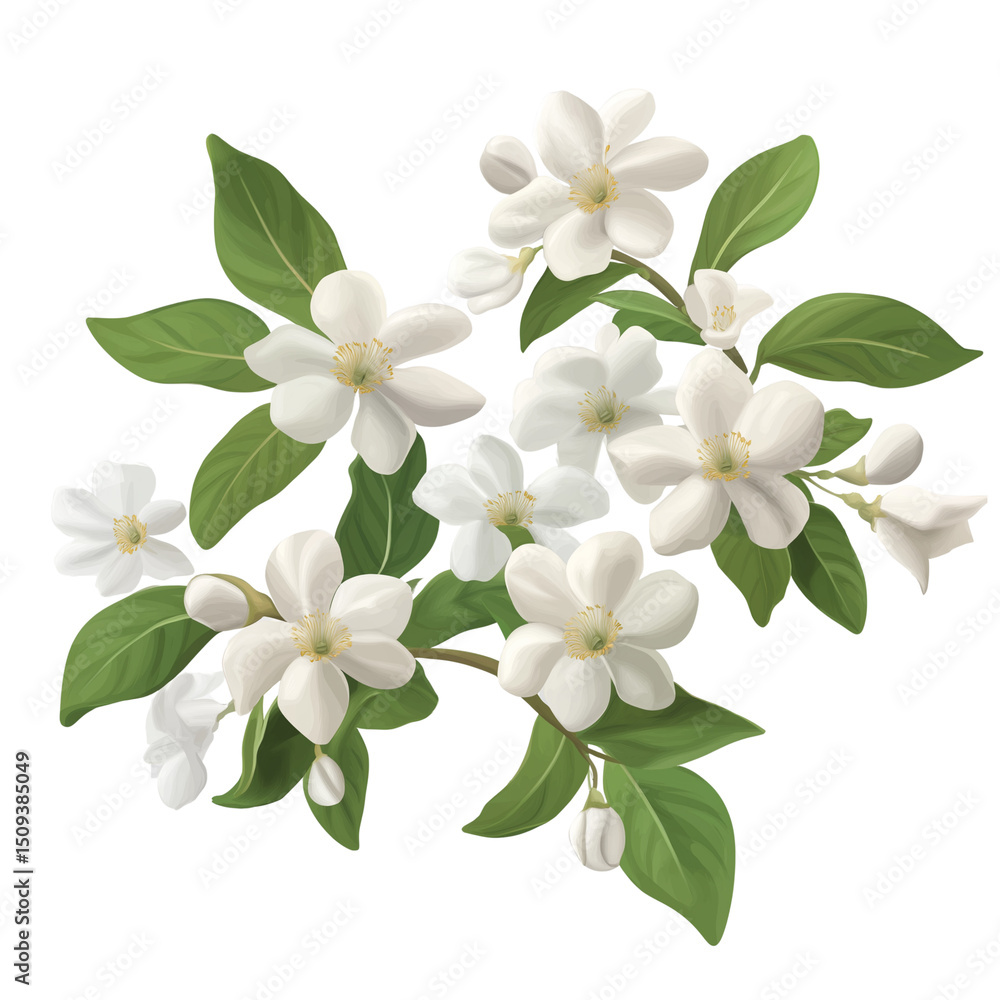 Obraz premium Elegant Jasmine Flowers with Transparent Background