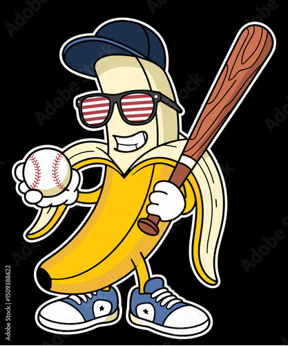 Funny Banana Wear American Flag Sunglasses 4th of July