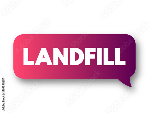 Landfill is a site for the disposal of waste materials, text concept message bubble