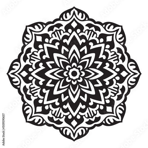 Ornamental round lace mandala with vintage floral design and intricate decorative patterns