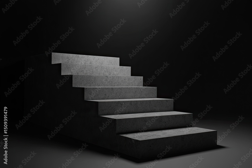 custom made wallpaper toronto digitalConcrete stairs ascend in dark studio