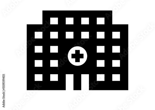hospital building icon with cross vector graphic for healthcare facilities and medical services design