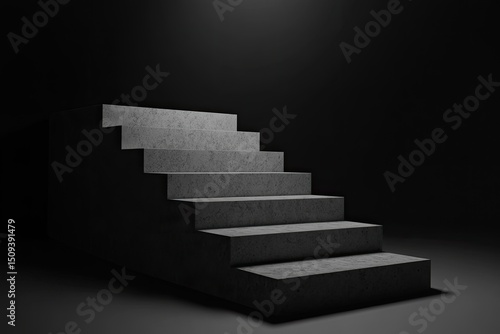 Wallpaper Mural Concrete stairs ascend in dark studio Torontodigital.ca