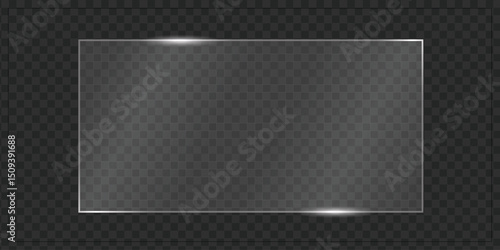 Dark glass frame with subtle reflections used for user interface windows or app components on transparent background