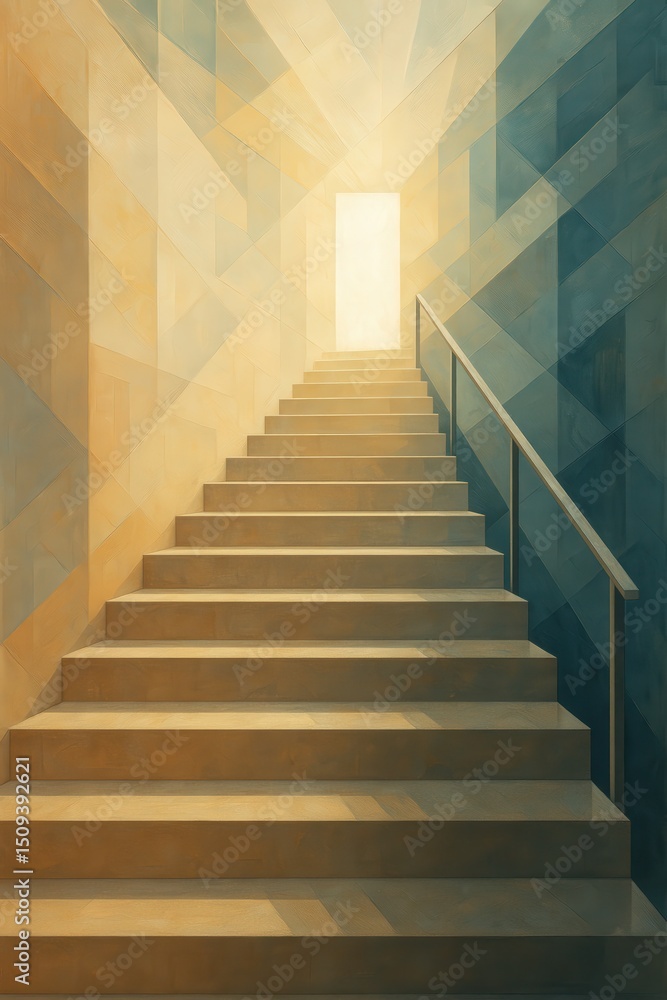 Fototapeta premium Abstract Stairs Going Upward Success Growth Concept