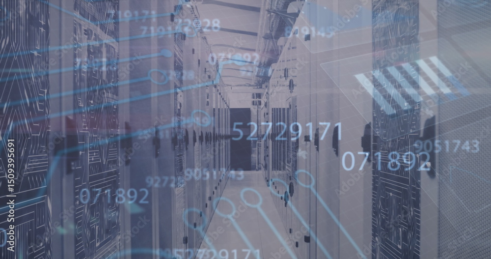 Obraz premium Image of data processing over server room