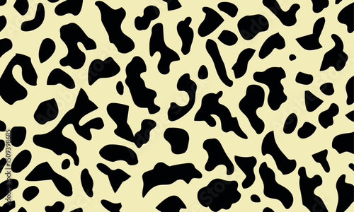 Wild animal skin camouflage pattern wallpaper abstract vector seamless texture. Artistic chiq seamless repeating animal skin, black, beige, yellow trendy seamless pattern for background.