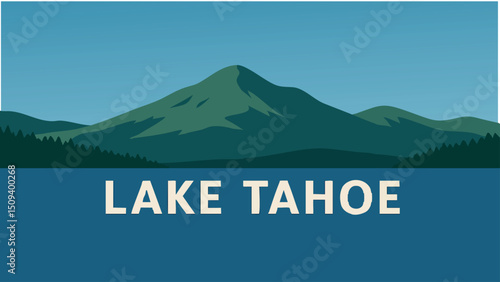 Mountain and Lake Harmony at Lake Tahoe at Sunset.eps