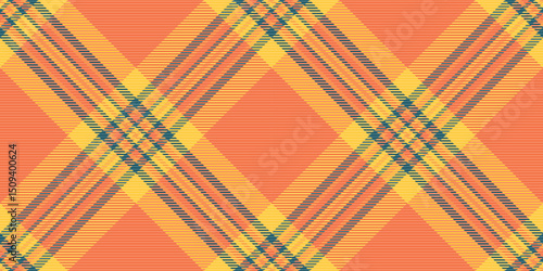 Greeting card plaid vector fabric, scrapbooking check tartan textile. Japanese seamless background texture pattern in orange and amber colors.