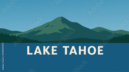 Mountain and Lake Harmony at Lake Tahoe at Sunset