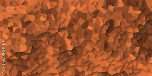 Abstract orange mosaic background featuring a geometric cellular design with varying shades and a three dimensional appearance suitable for texture and wallpaper use