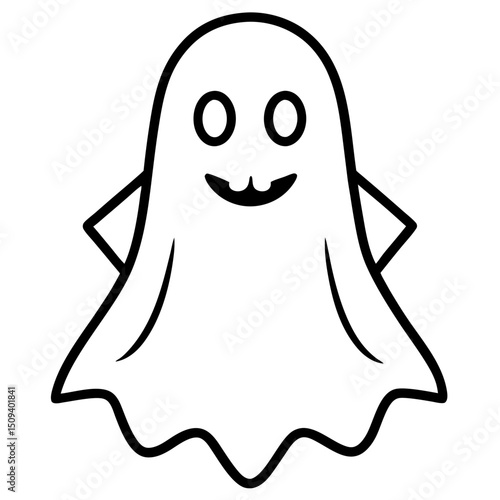 Ghost Halloween Icon line art victor illustration on white background