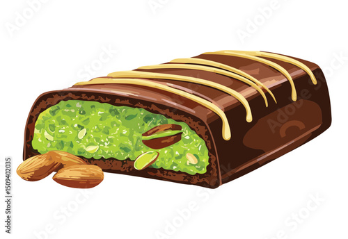 vector illustration of pistachio chocolate snackbar