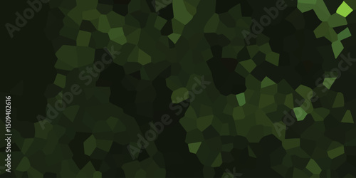 Mosaic forest canopy depiction in shades of green creates a textured natural aesthetic for design and decoration