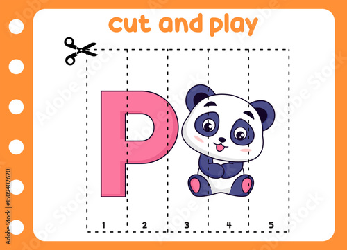 cut and play animal picture cute panda  . kids game.