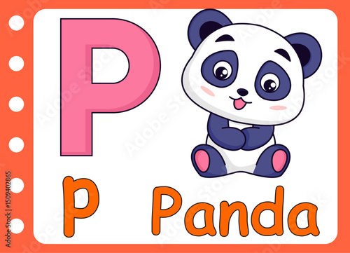 letter p for cute panda  . kids education game learning
