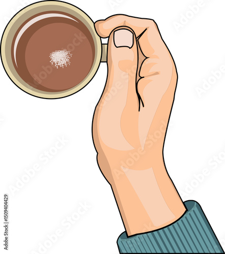 Hand hold a cup a tea relaxing time