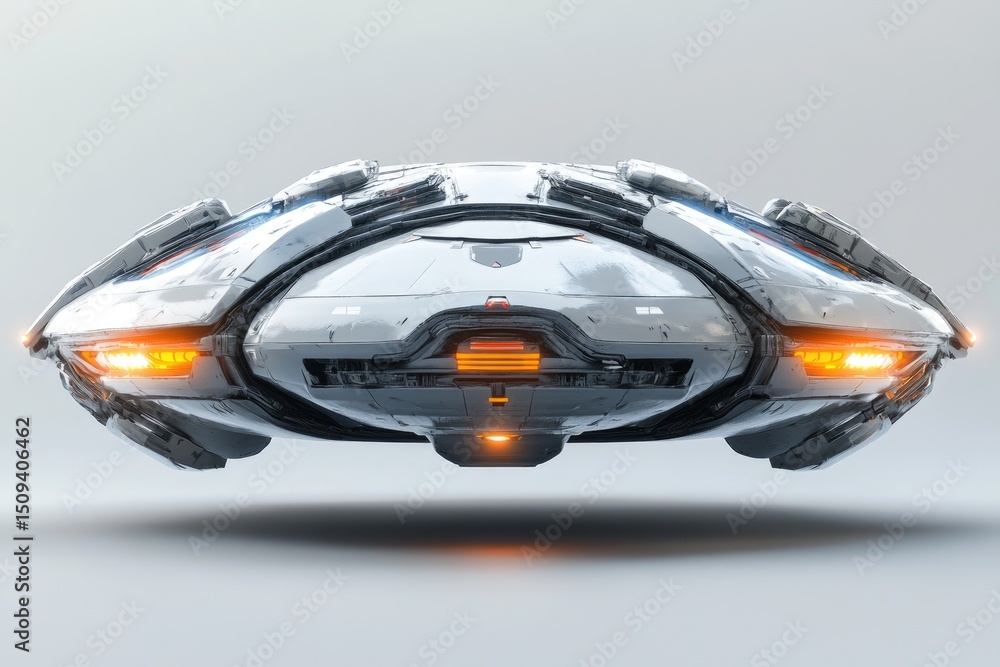 Futuristic spaceship with glowing lights and sleek design Futuristic spaceship with glowing lights and sleek design