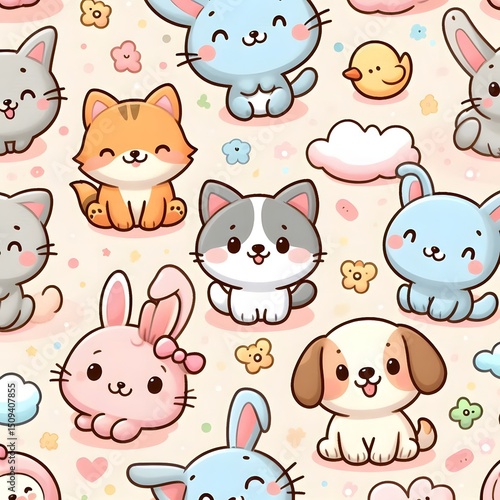 seamless pattern with cats