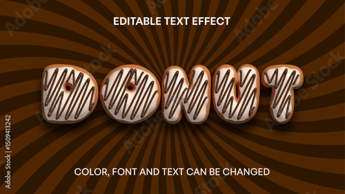 donut with chocolate 3d editable text effect	