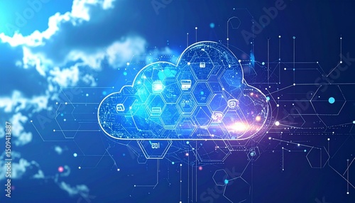 Cloud IoT Hexagon Network Background