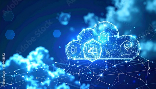 Cloud IoT Hexagon Network Background