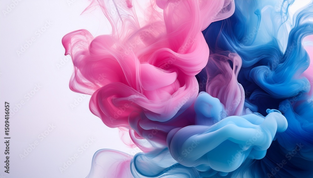 Fototapeta premium colorful swirls of abstract ink in soft shades of pink and blue in artistic composition