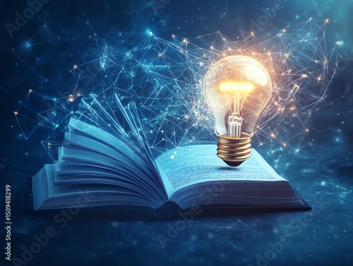 Illustration represents innovative education with light bulb