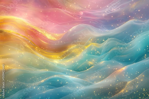 Abstract ethereal waves of shimmering pastel colors