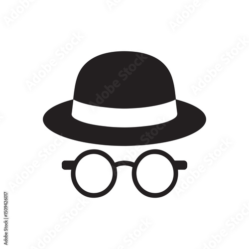 Hat and Glasses Icon Vector Sign with Father's Day Theme on White Background