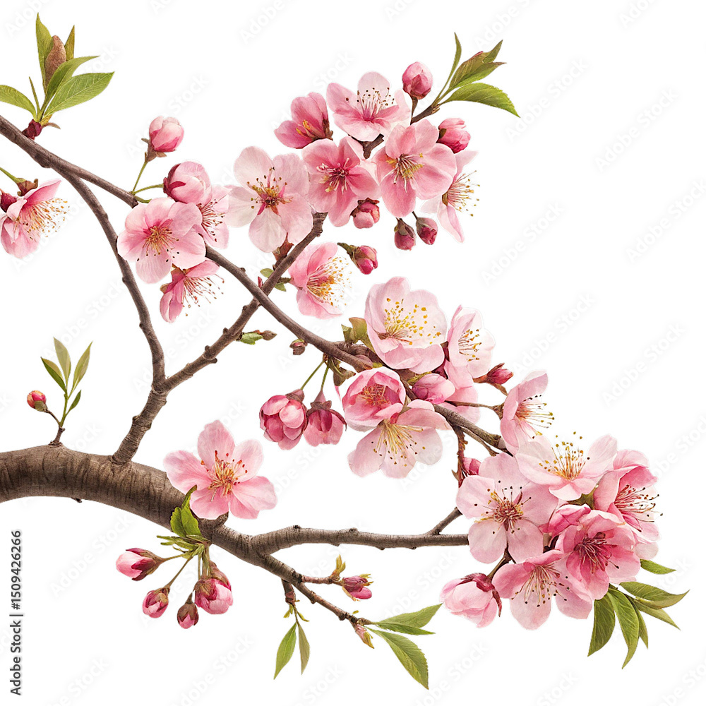Obraz premium Tree branch flower Photo Overlays, Summer spring painted overlays, Photo art, png 