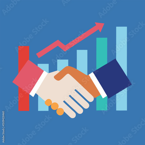 Business handshake vector illustration of two businessmen sealing a deal, symbolizing agreement, partnership, and teamwork