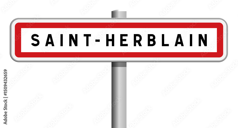 Panneau d'entrée de ville de Saint-Herblain, Loire-Atlantique, Pays de la Loire Panneau d'entrée de ville de Saint-Herblain, Loire-Atlantique, Pays de la Loire