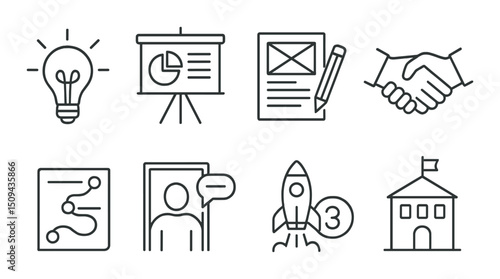 Graph icon set. Linear style