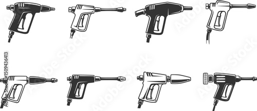 vector set of Pressure washing gun logo design icon set vector template
