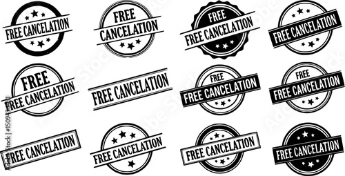 vector set of Free cancellation stamp vector template
