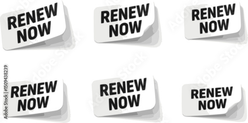 vector set of Renew now sticker vector template
